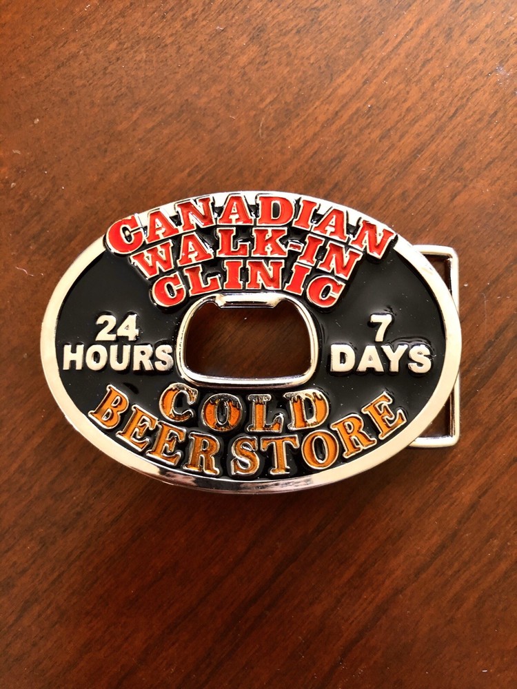 Funny Canadian Walk-In Clinic With Bottle Opener Metal Unisex Men’s Belt Buckle