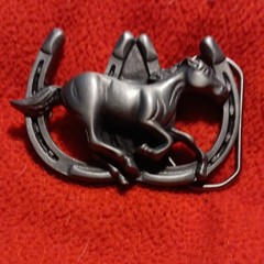 Men&rsquo;s Metal Western Horse & Horseshoe Belt Buckle Antique Finish Gray Fits 1.5in