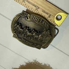 Vintage Brass Shireland Great Grey Shire Hitch Horses Stage Coach Belt Buckle