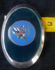 VtgBeltBuckleEnamel US NavySeabeesMilitaryArmedForceRockBikerRetroClassy80s90s