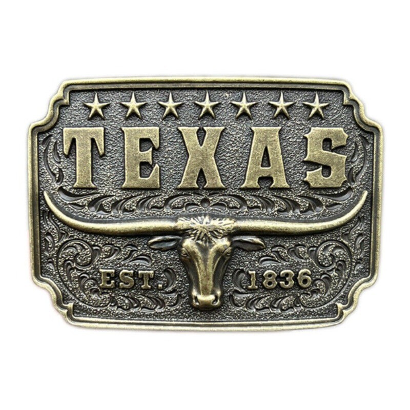 TEXAS EST.1836 Western Belt Buckle Cowboy USA Men & Women Outdoor Rodeo Wear