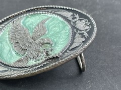 Siskiyou 1991 Metal Belt Buckle Eagle On Turquoise Buckle USA