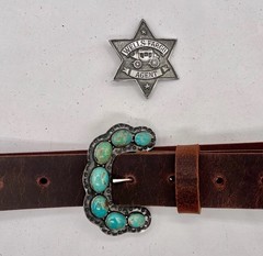 Rare “ Ranger B “ Buckle Including Hand Made Cowhide Belt, By Bonfe Leather