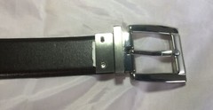 Belt & Buckle Silver Tone Reversable Black Or Brown 1&Prime; Wide Size 36 Fits 32&Prime;-38&Prime;