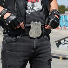 Men Silver Metal Belt Buckle CA State California 10 Freeway Bling Western Unisex