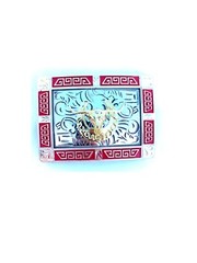 Western Buckle Red Gold Silver Longhorn Horse Shoe Cowboy 2 » Hebilla Vaquero