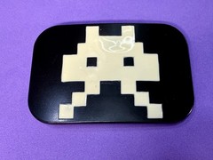 Video Game Arcade Icon Character Black & White Pixilated Pattern Belt Buckle