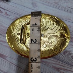 KIDS belt Buckle Saint jude San Judas Western Buckle Gold Tone & Silver Oval