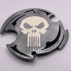 PUNISHER THROWING STAR BELT BUCKLE Silver Tone PEWTER Black And White Enamel