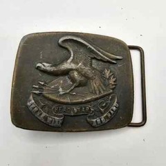 70&rsquo;s Serve with Head Heart and Hand Belt Buckle Solid Brass Eagle Patriotic Vtg