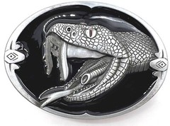 Snake Cobra Black Enameled Belt Buckle New