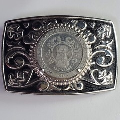 Mr. Sy&rsquo;s Casino Las Vegas 1979 $1 Gaming Token Western Belt Buckle Silver Tone
