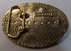 HORSE HEAD 3 Color Flower Belt Buckle Marked W USA 3.75&Prime; x 2.75&Prime; 1.5&Prime;belt