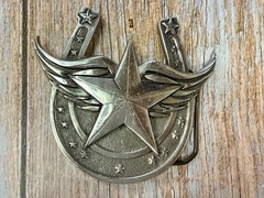 Lucky Horseshoe Winged Star Fine Pewter 2004 Belt Buckle Great American Products