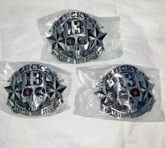 Lucky 13 Tattoo Your Soul Reproduction Skeleton Skull Head Belt Buckle Lot of 3