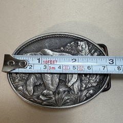 Heritage Pewter Belt Buckle 3 Grizzlies Oval