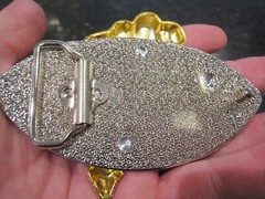 FOOTBALL PLAYER & FOOTBALL DESIGN BELT BUCKLE COVERED IN CRYSTALS HEAVY GW-17