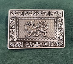 Gaelic Themes St Kilda Silver Welsh Dragon Celtic Knot Kilt Belt Buckle Scotland