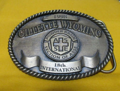Vintage Oval Brass Belt Buckle (Old Stock) 1998 Gillette Wyoming ASSE