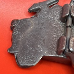 Vtg Fire Truck Belt Buckle Made in USA Solid Cast Metal, Antique Brass Finish
