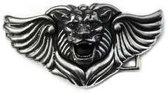 AL BERES TWO 1.5&Prime; LION WING BELT « BUCKLE ONLY » ANTIQUE SILVER PEWTER METAL USA