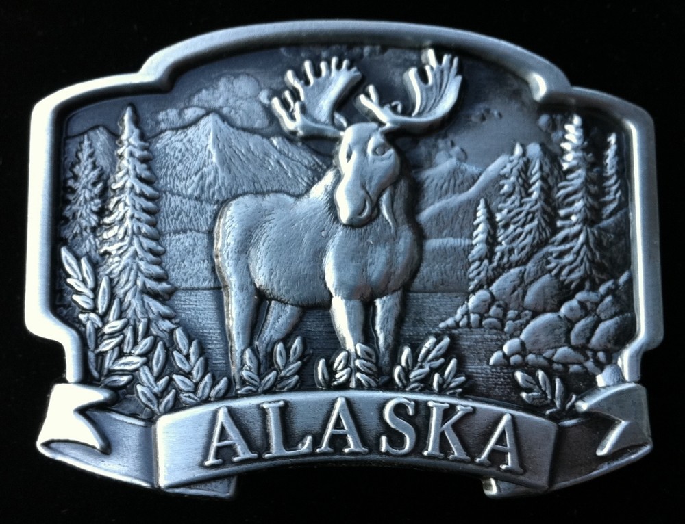 Alaska Alaskan Moose Antlers Wildlife Artic Animal Belt Buckle Boucle Ceinture