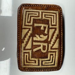 Vintage Leather Belt Buckle Western Style Geometric Embroidered F R