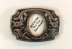 Western BELT BUCKLE Floral Pattern « No Stone » Silvertone With Brass Highlights