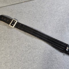 Vintage Black Leather Duty Utility Belt Double Prong Buckle Sz 36 Don Hume Mod