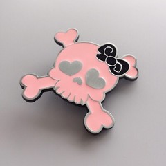 Vintage Pink Enamel Punk Rock Emo Tattoo Skull Girl Wedding Belt Buckle