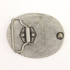 Fleur-de-Lys Belt Buckle Oval Antique Silver Hammered Effect Medieval Design