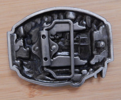 Machinist Tradesman Commemorative Belt Buckle Pewter finish black enamel inlay
