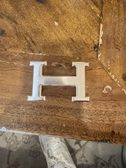 Hermès H Logo Reversible Interchangeable Belt Buckle Metal 1.25&Prime; Gold/Silver