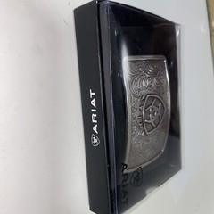 Ariat Western Mens Belt Buckle Rectangular Logo Silver Filigree