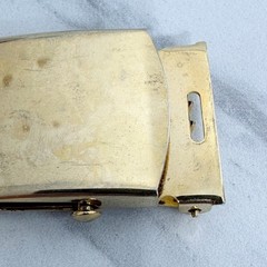 Vanguard Vintage Military Web Clamp Belt Buckle Gold Tone Made in USA Signed