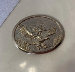 Eagle Belt Buckle 70s Gold Metal Western Bird WingsCowboy Hawk Oval