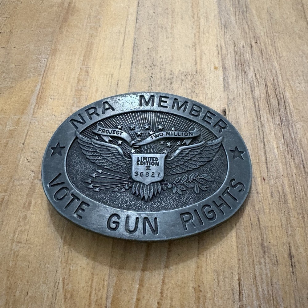 Vintage Limited Edition Numbered NRA Member Vote Gun Rights Pewter Belt Buckle