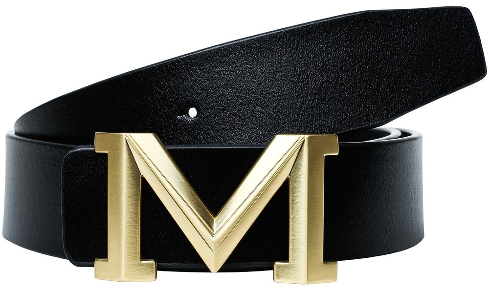Men&rsquo;s Big Gold M Buckle 38-mm Imported Italian 105cm/41.3inch(34-36), Black 1