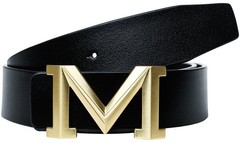 Men&rsquo;s Big Gold M Buckle 38-mm Imported Italian 105cm/41.3inch(34-36), Black 1