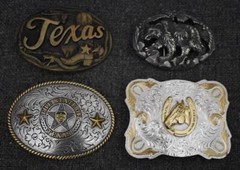 HANDSOME C 1995 SIGNED EJC GRIZZLY BEAR CUT OUT MOTIF PEWTER WESTERN BELT BUCKLE