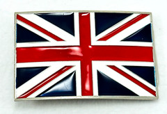 Belt Buckle Enamel Union Jack UK British Flag Silver Tone For 1 1/2 Inch Belt