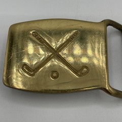 Vintage Golf Clubs Ball Belt Buckle Rectangle Brass 2.25in x 1.75in