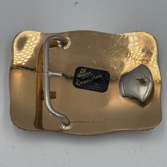 Crumrine El Arturo Bronze Western Belt Buckle Floral Engraved Initial B Vintage
