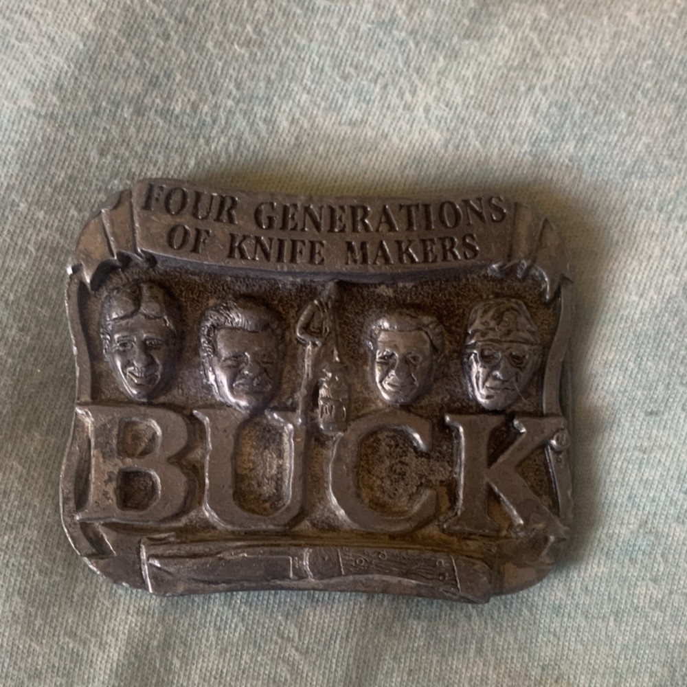 Buck Knives Four Generations Western Antique Silver Metal Belt Buckle BC-180