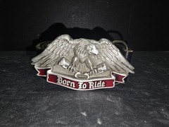 1992 The Great American Belt Buckle Harley-Davidson Born to Ride w/ Leather Belt