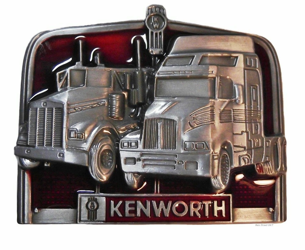 Kenworth Trucks Logo Pewter Finish Enamel Metal Belt Buckle