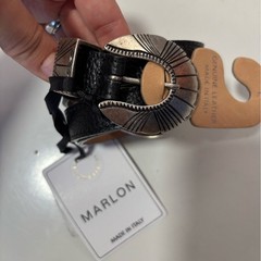 MARLON black Made In Italy Leather Buckle Belt sz L nwt