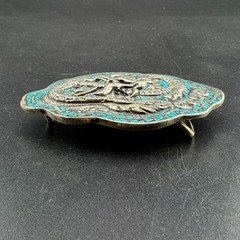 Chinese dragon shape amazing vintage silver plated brass belt buckle