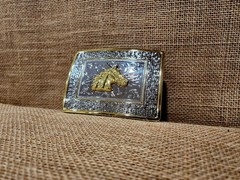 Silver Gold Plated Horse Head Caballo Western Rodeo Belt Buckle Hebilla Vaquera