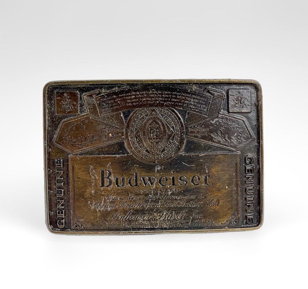 Vintage 1970&rsquo;s Budweiser Anheuser-Busch Belt Buckle 3”x2” Made in USA!